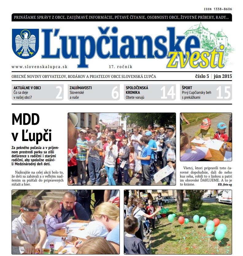 Ľupčianske zvesti 5/2015 za mesiac 6. tlačené 24.06.2015